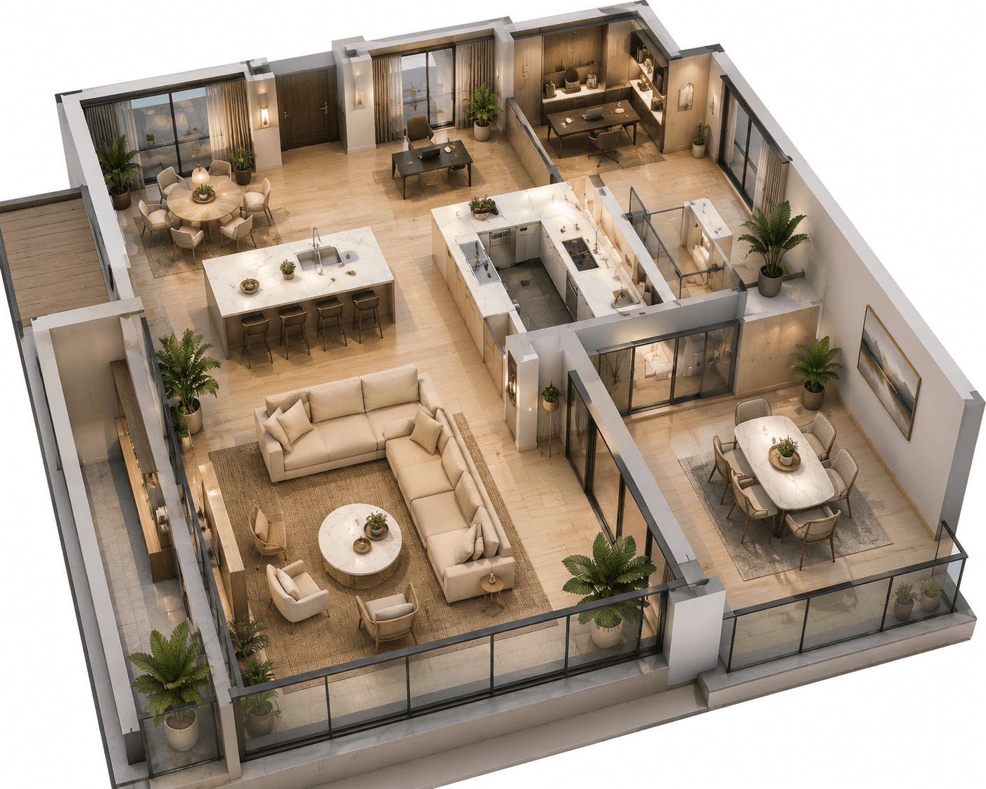 Interior render of the Lawson Residence